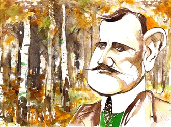Jean Sibelius, caricatured as a younger man